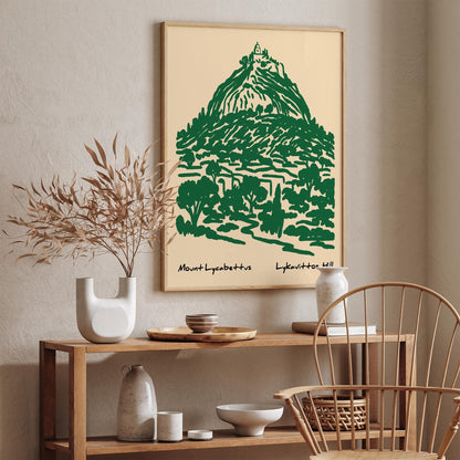 Mount Lycabettus Poster - Green Athens Landscape Wall Art