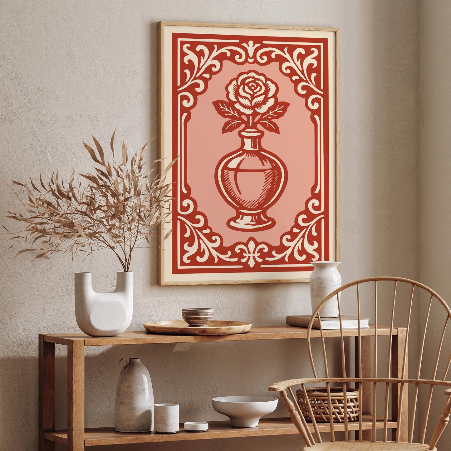 Bottle of Perfume Poster - Rococo Rose Art Print
