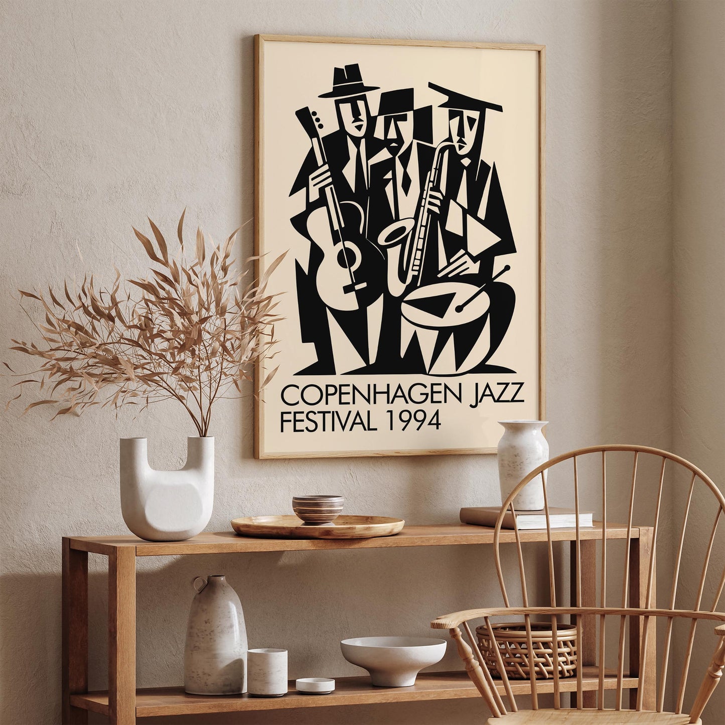 Copenhagen Jazz Festival Poster - Retro Cubist Wall Art Print