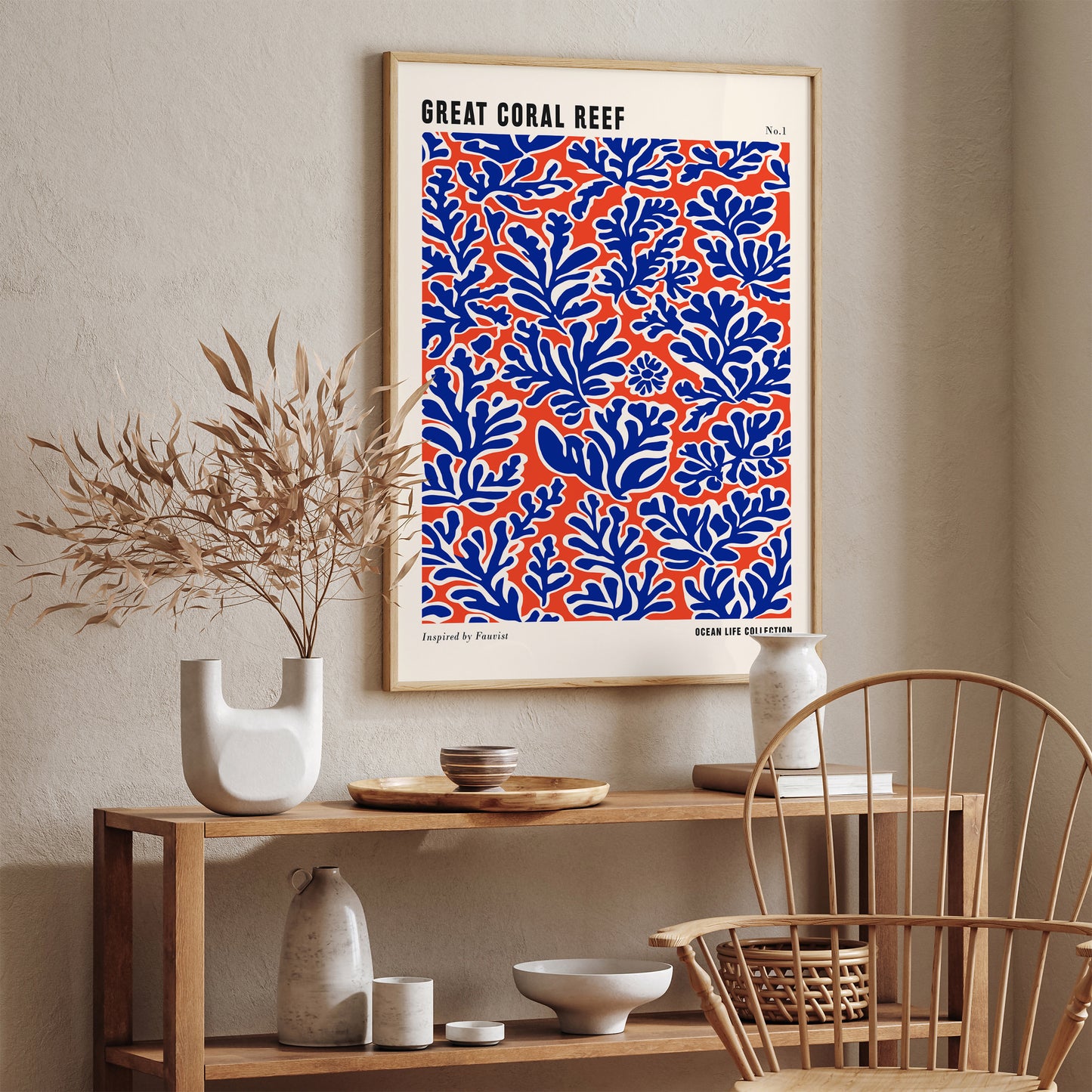 Great Coral Reef Retro Blue Poster