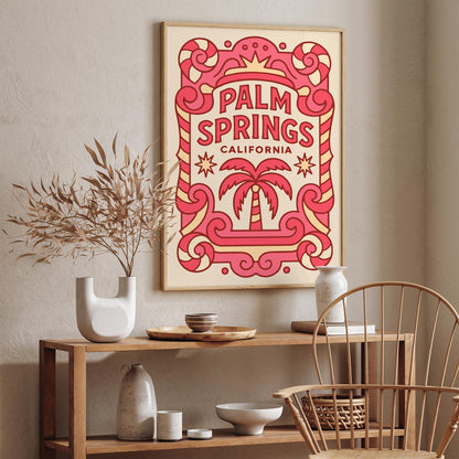 Palm Springs California Funhouse Style Poster