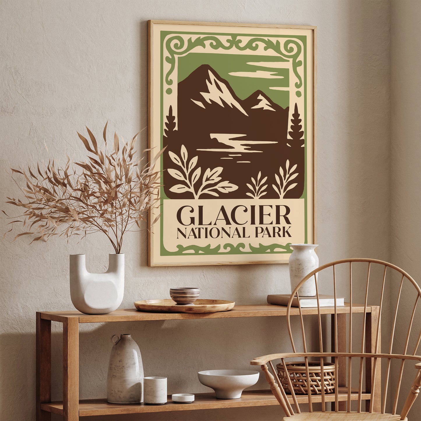Glacier National Park Mountain Landscape Poster