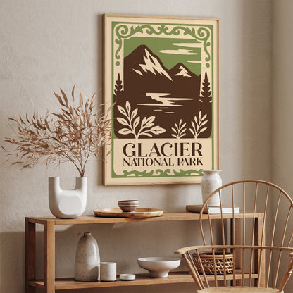 Glacier National Park Mountain Landscape Poster