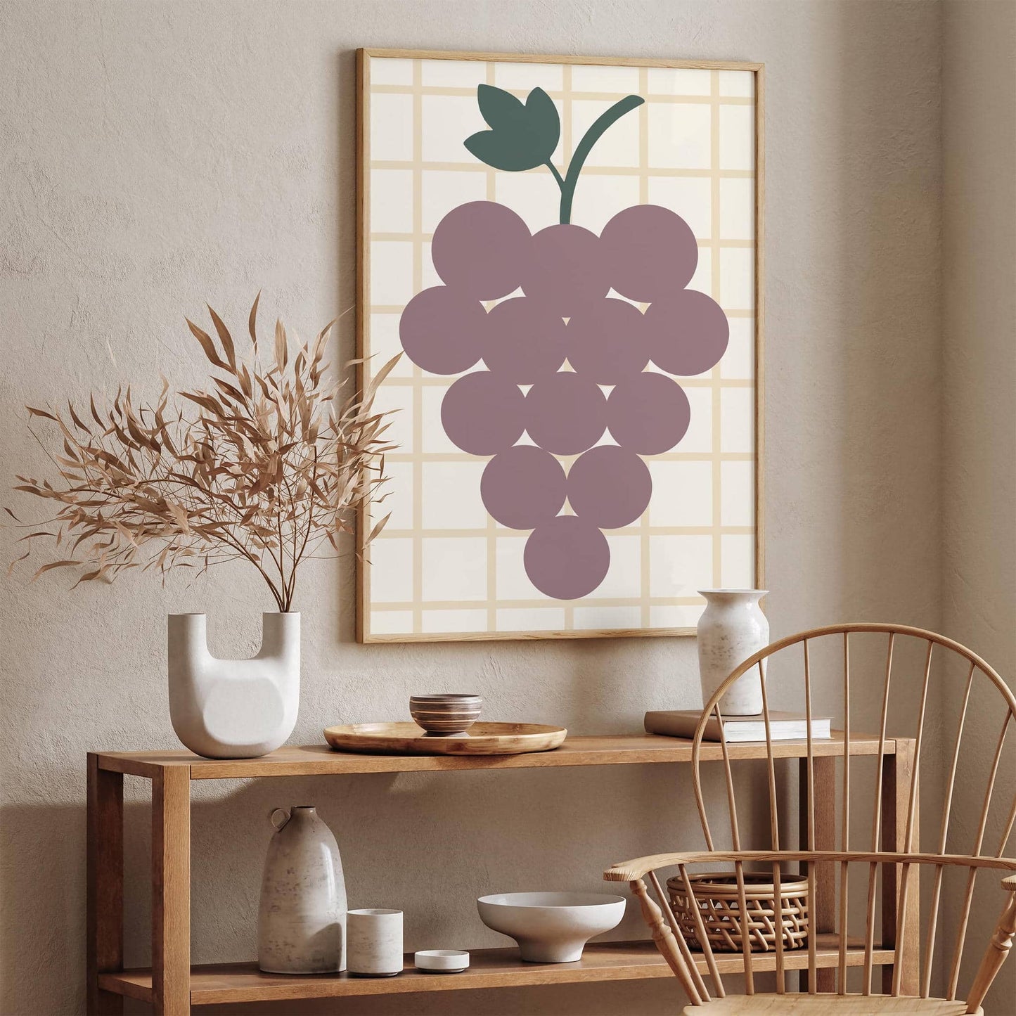 Grapes Illustration - Scandinavian Kitchen Wall Art Print