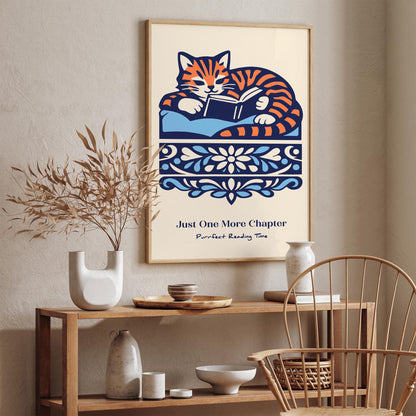 Just One More Chapter Reading Cat Poster