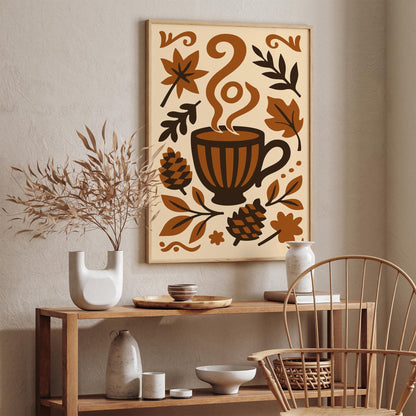 Autumn Hot Chocolate Poster, Farmhouse Kitchen Wall Art Decor