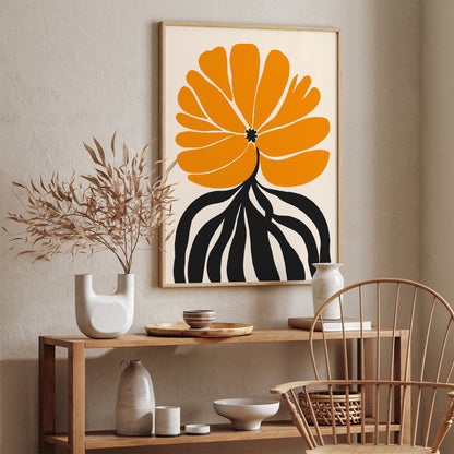 Big Yellow Flower Mid Century Poster