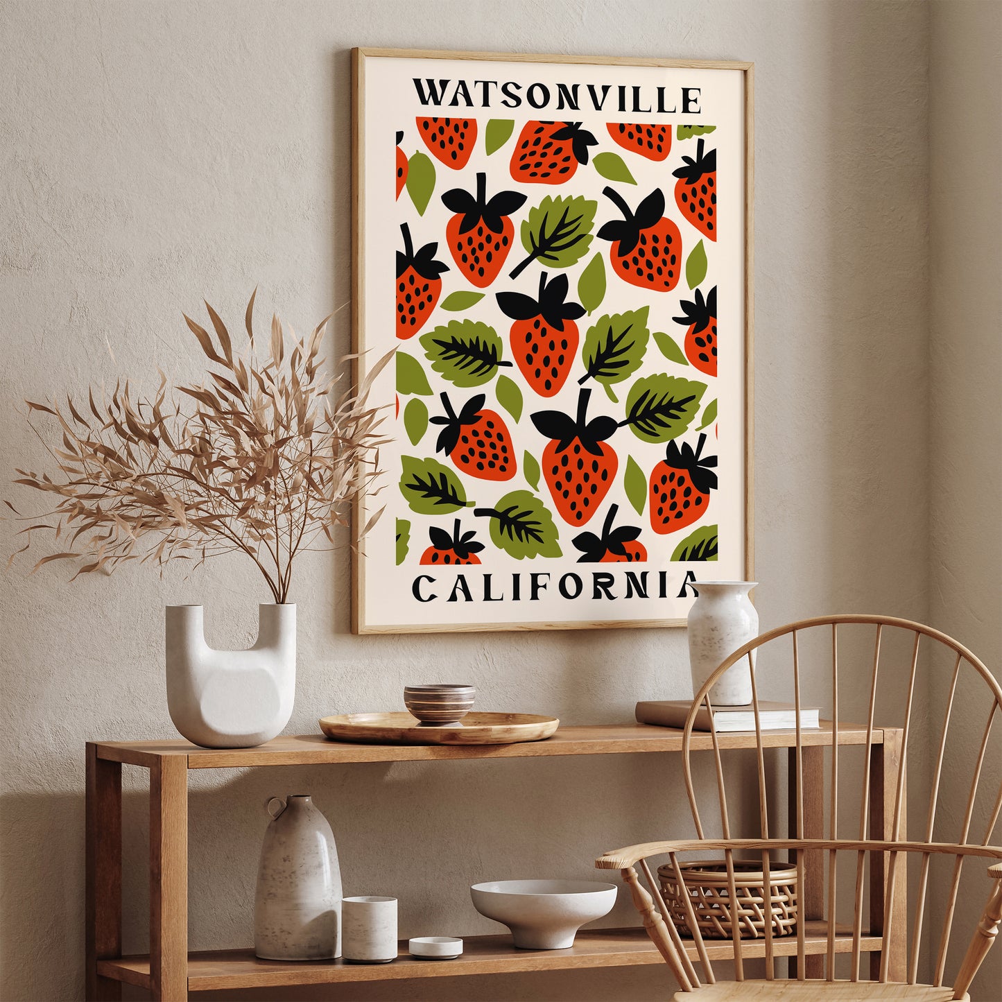 Retro Watsonville Strawberry Kitchen Wall Art