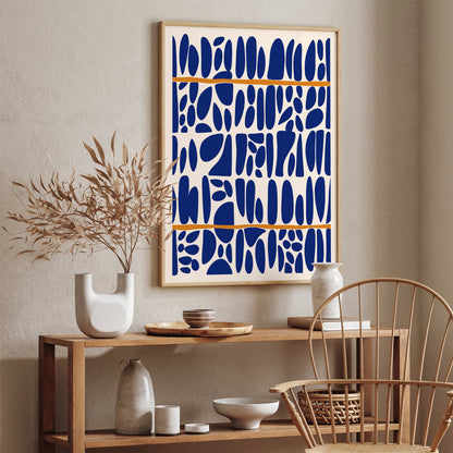 Blue Pebble Pattern Print - Abstract Wall Art