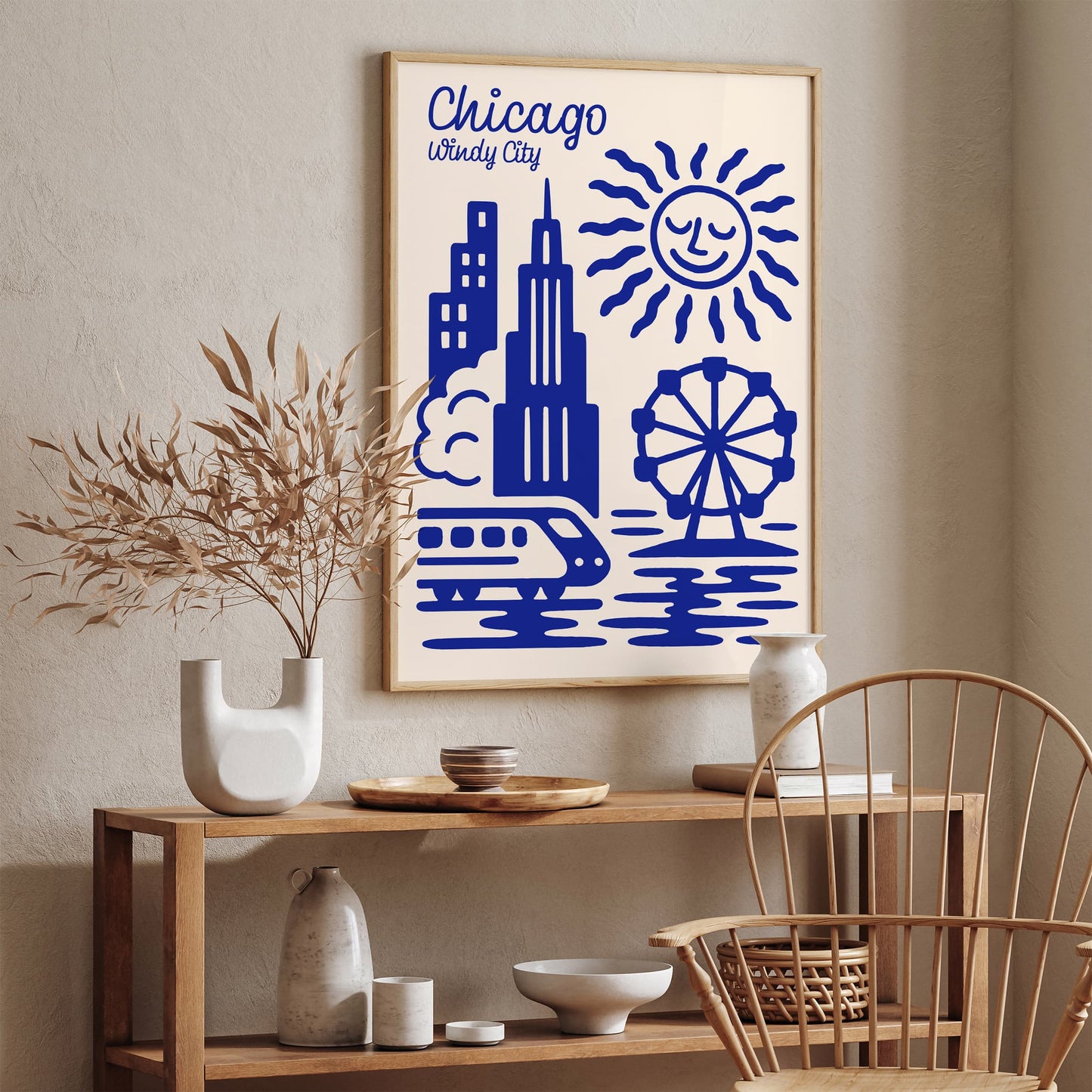 Chicago Windy City Travel Modern Poster