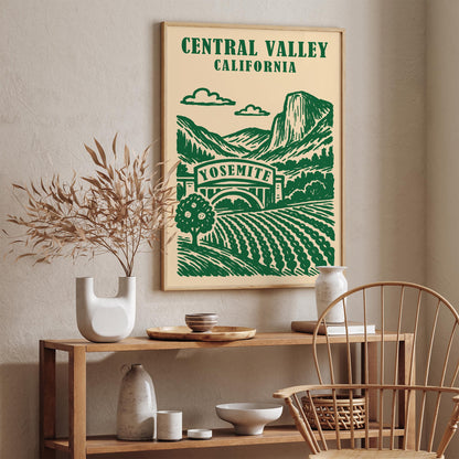 California Central Valley Green Travel Poster