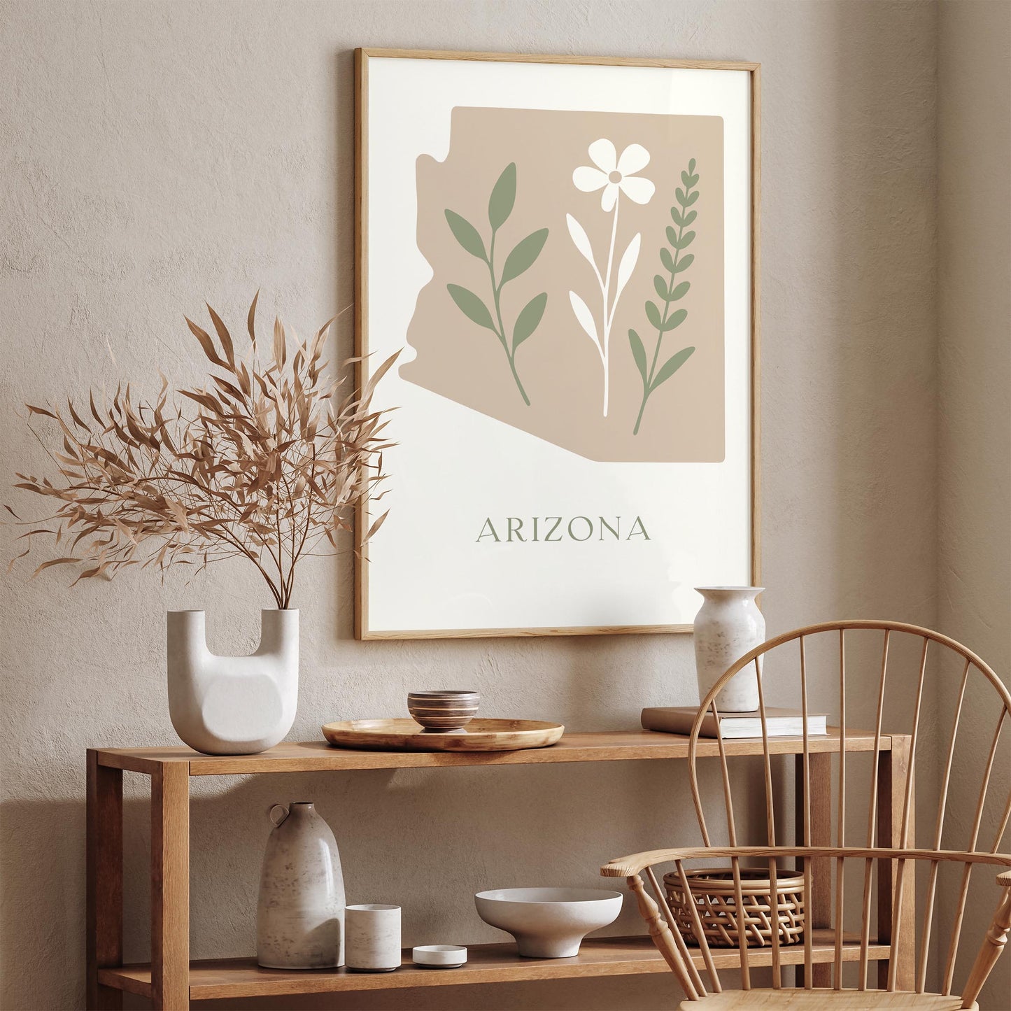 Minimalist Arizona Poster - Neutral Tones Home Decor