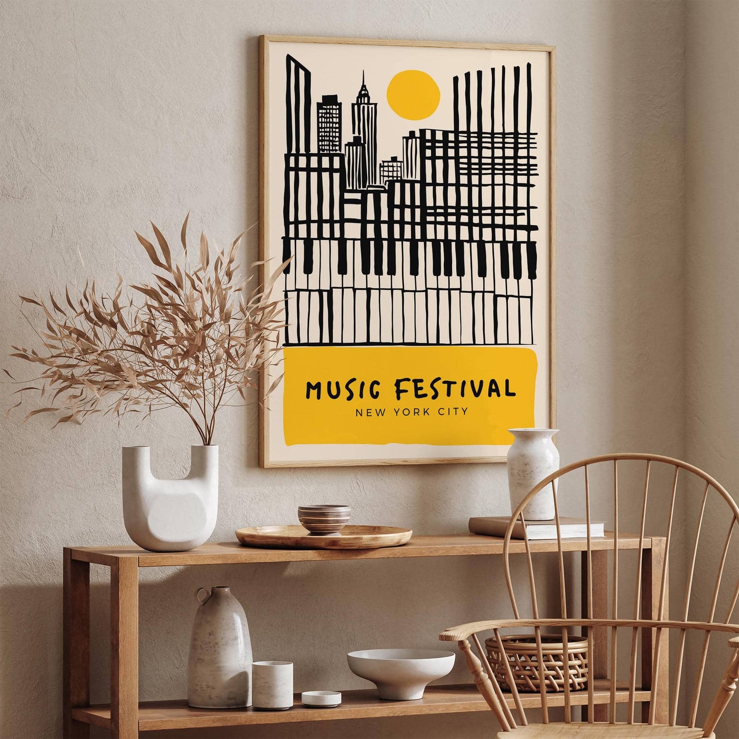 Music Festival New York City Yellow Poster