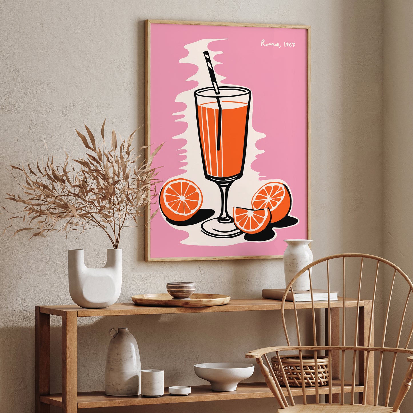 Italian Spritz, Rome 1967 Pink Kitchen Wall Art