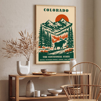 Colorado The Centennial State Travel Poster – Mountain Wall Art Print