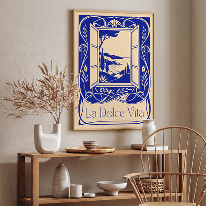Blue La Dolce Vita Poster