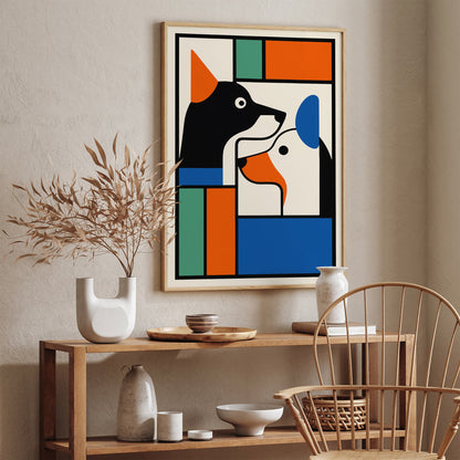 Modern Geometric Two Dogs Art Print