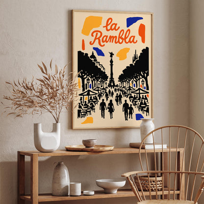 Barcelona La Rambla Travel Poster