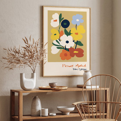 Palm Springs Flower Market Poster - Retro 60s Wall Art