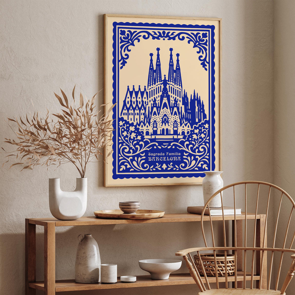 Sagrada Familia Barcelona Blue Poster