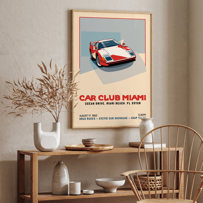 Car Club Miami 1962 Vintage Poster