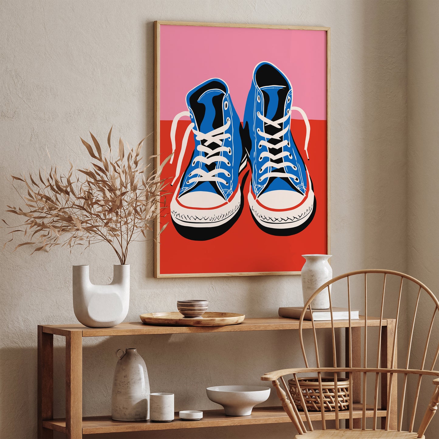 Pink & Red All-Star Shoes Art Print 2024