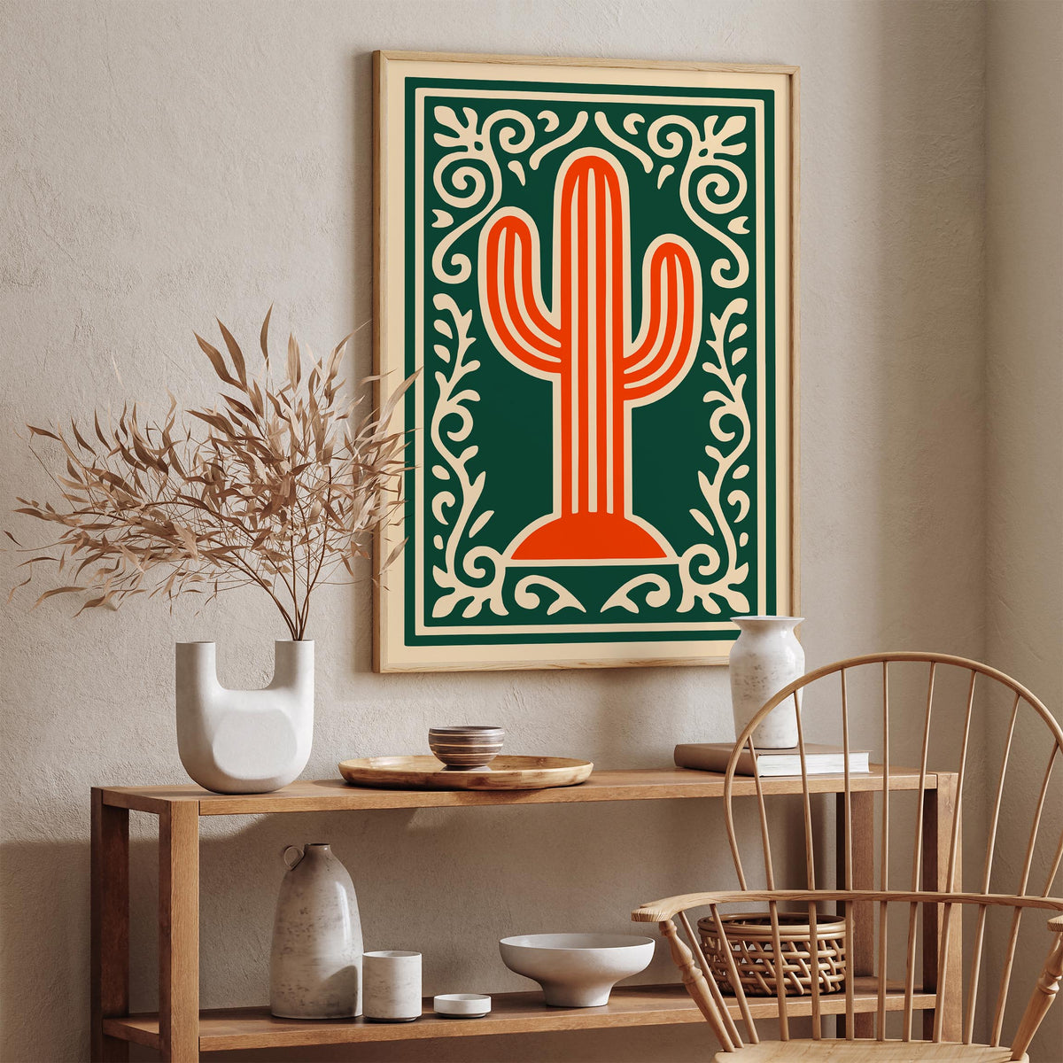 Saguaro Cactus Desert Botanical Art Poster