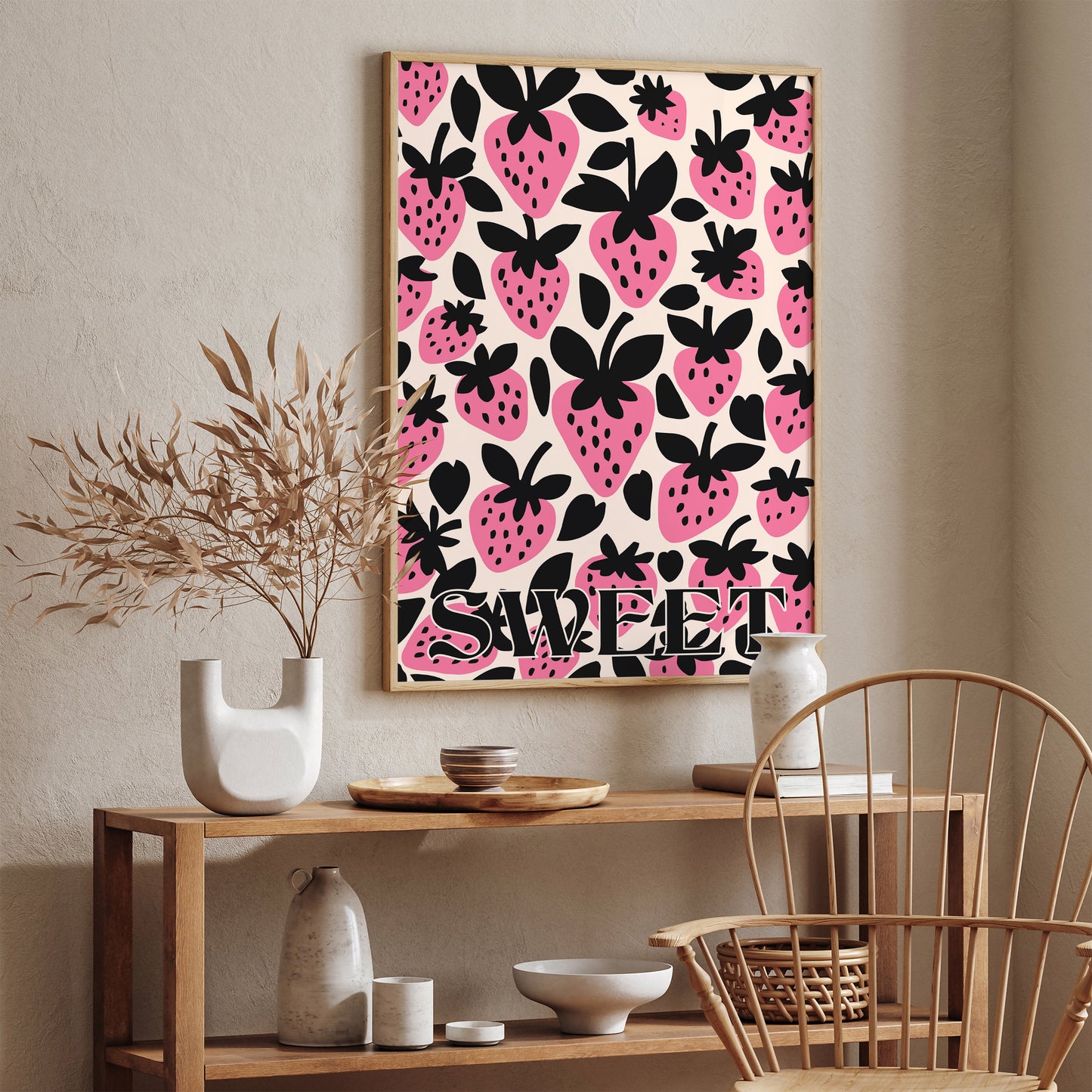 Sweet Pink Strawberry Pop Art Poster