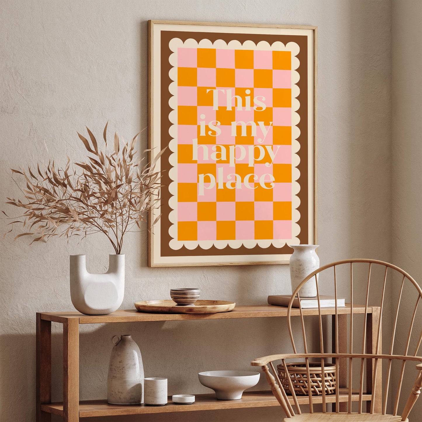This Is My Happy Place Poster - Retro Checkerboard Wall Art