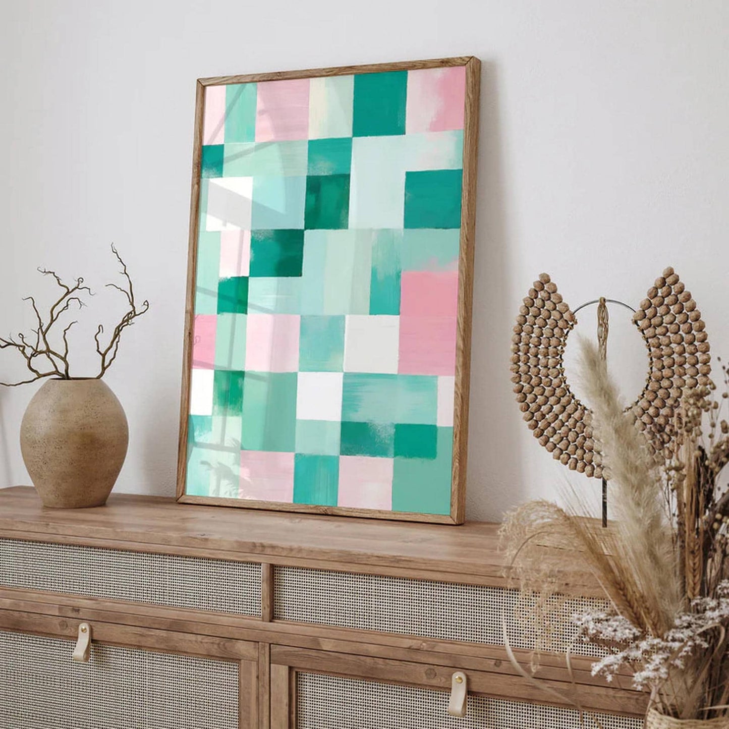 Pastel Dreams - Abstract Checkered Art Print - HypeSheriff