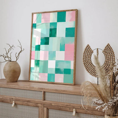Pastel Dreams - Abstract Checkered Art Print - HypeSheriff