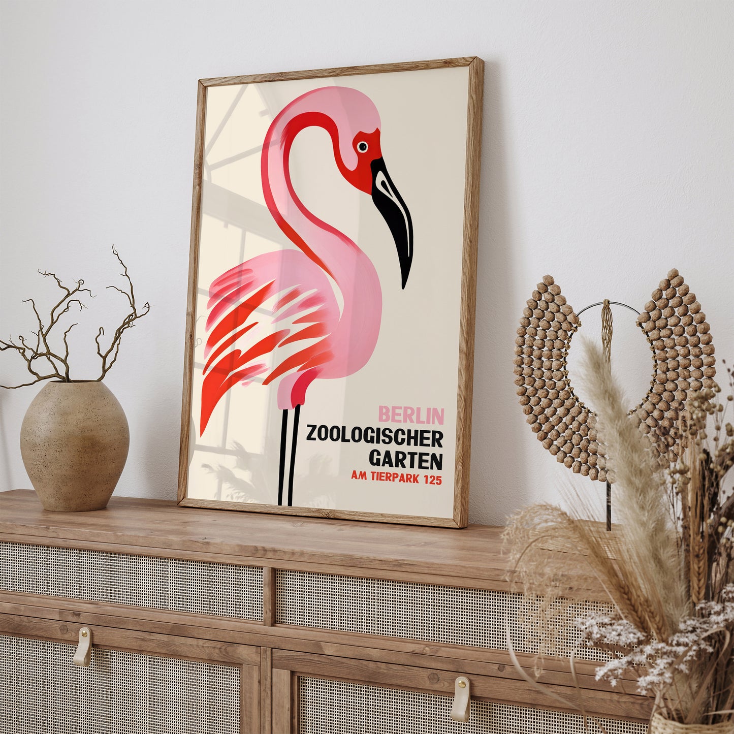 Berlin Zoo Retro Flamingo Poster