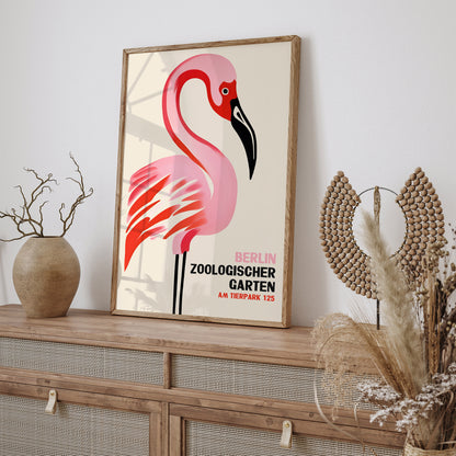 Berlin Zoo Retro Flamingo Poster