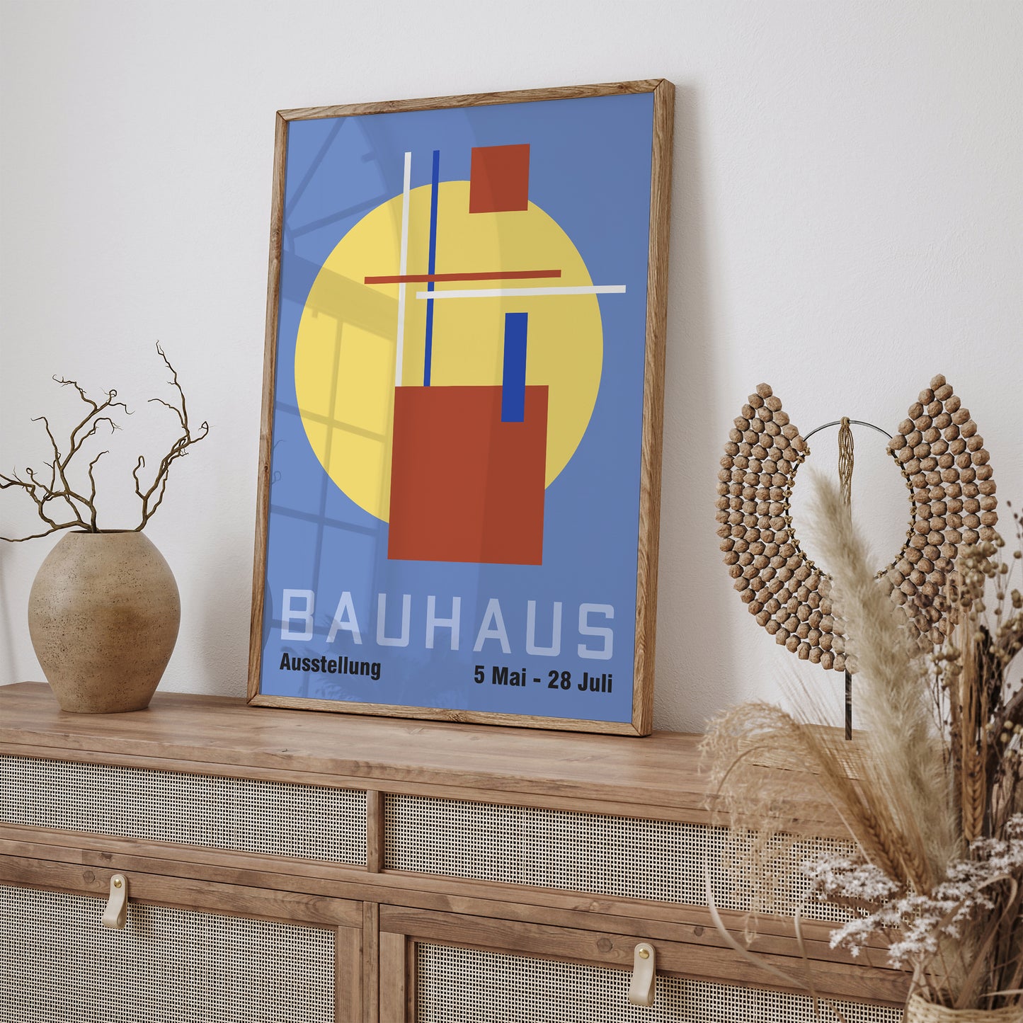 Bauhaus Blue Geometric Wall Art Print