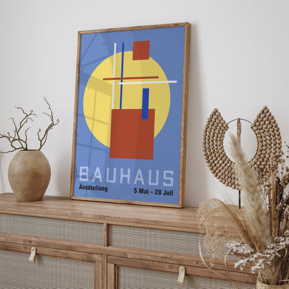 Bauhaus Blue Geometric Wall Art Print