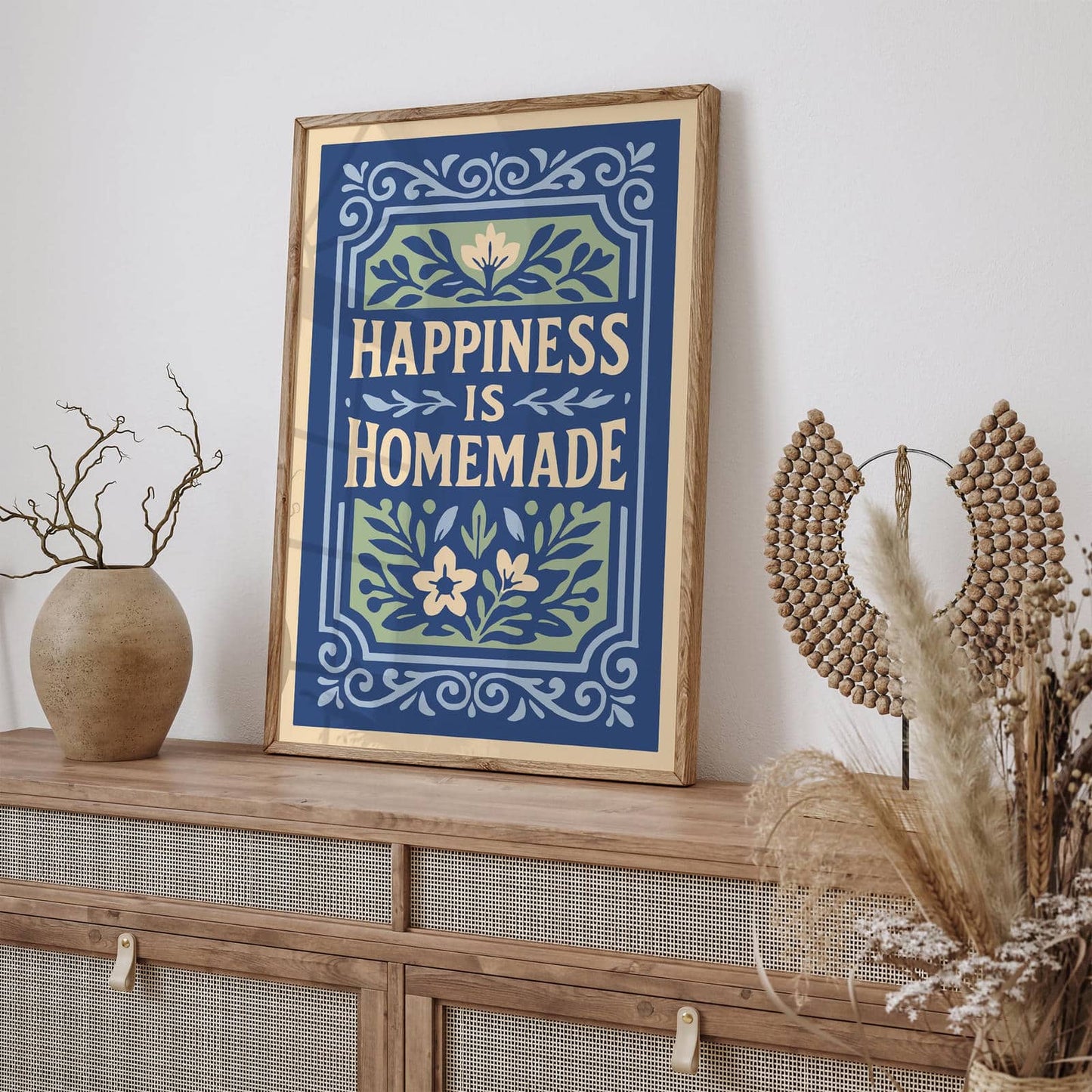Happiness is Homemade Poster, Quote Art Print
