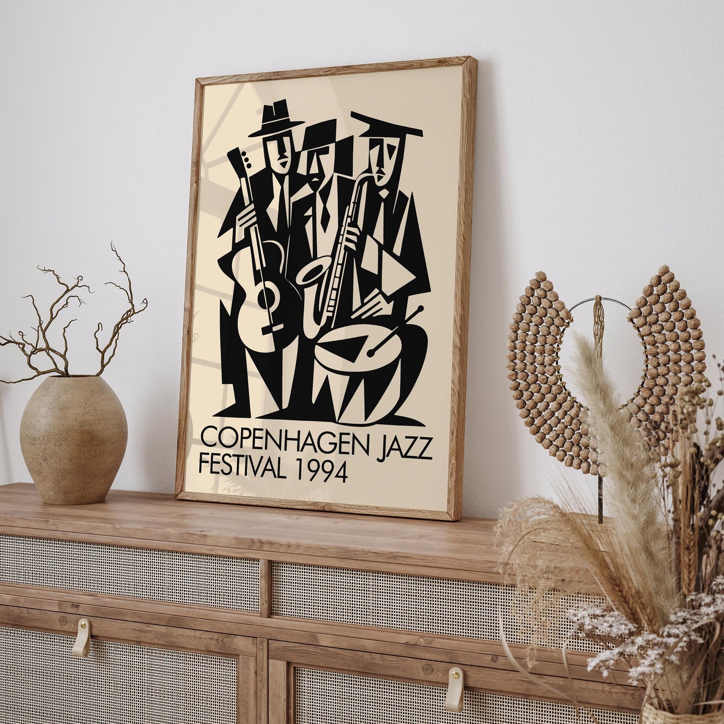 Copenhagen Jazz Festival Poster - Retro Cubist Wall Art Print