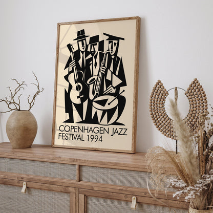 Copenhagen Jazz Festival Poster - Retro Cubist Wall Art Print