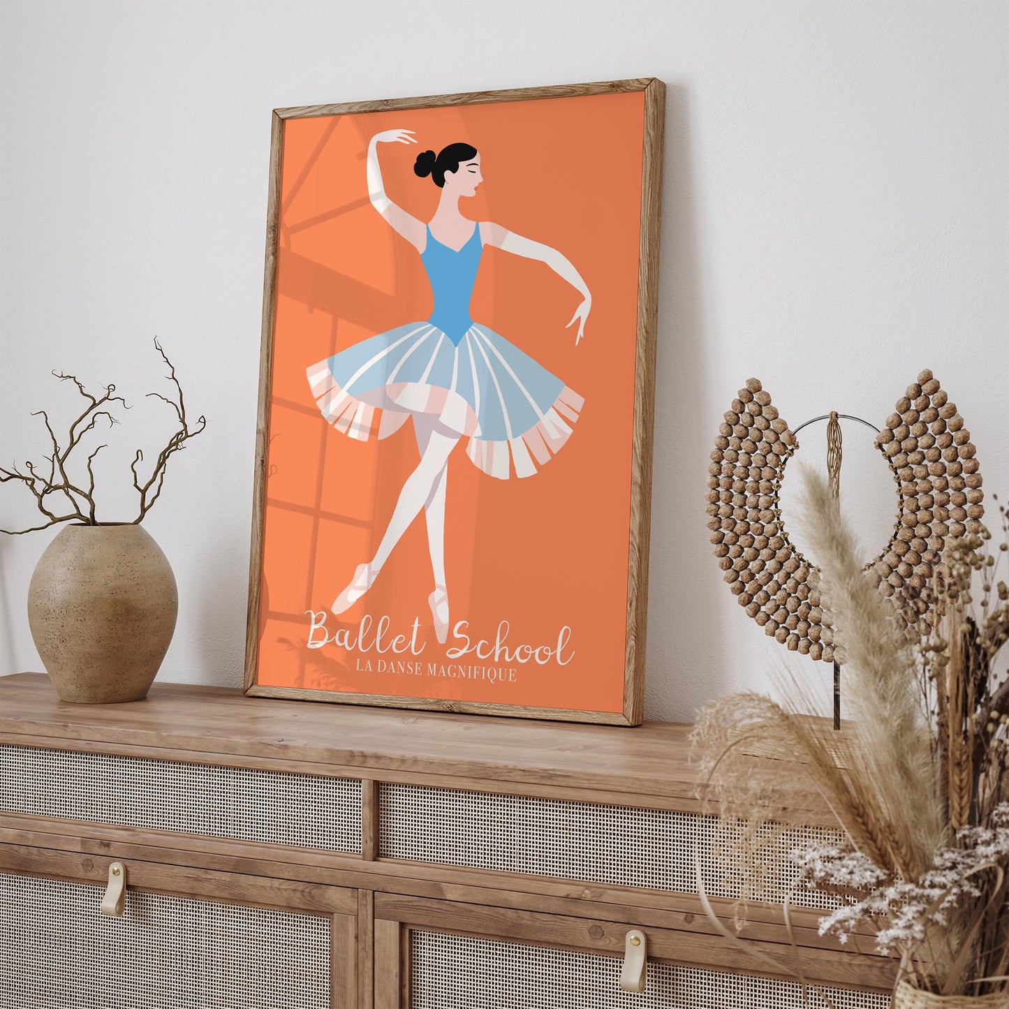 Aesthetic Ballet School Poster - Elegant Ballerina Wall Art Illustration