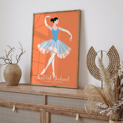 Aesthetic Ballet School Poster - Elegant Ballerina Wall Art Illustration