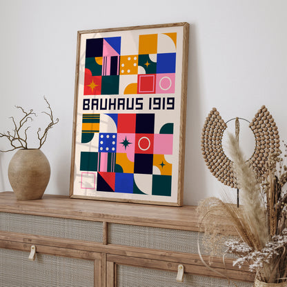 Mid Century Modern Colorful Bauhaus Art Print