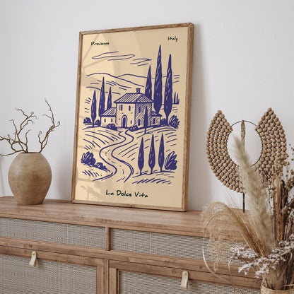 Vintage Italy Provence Purple Travel Poster