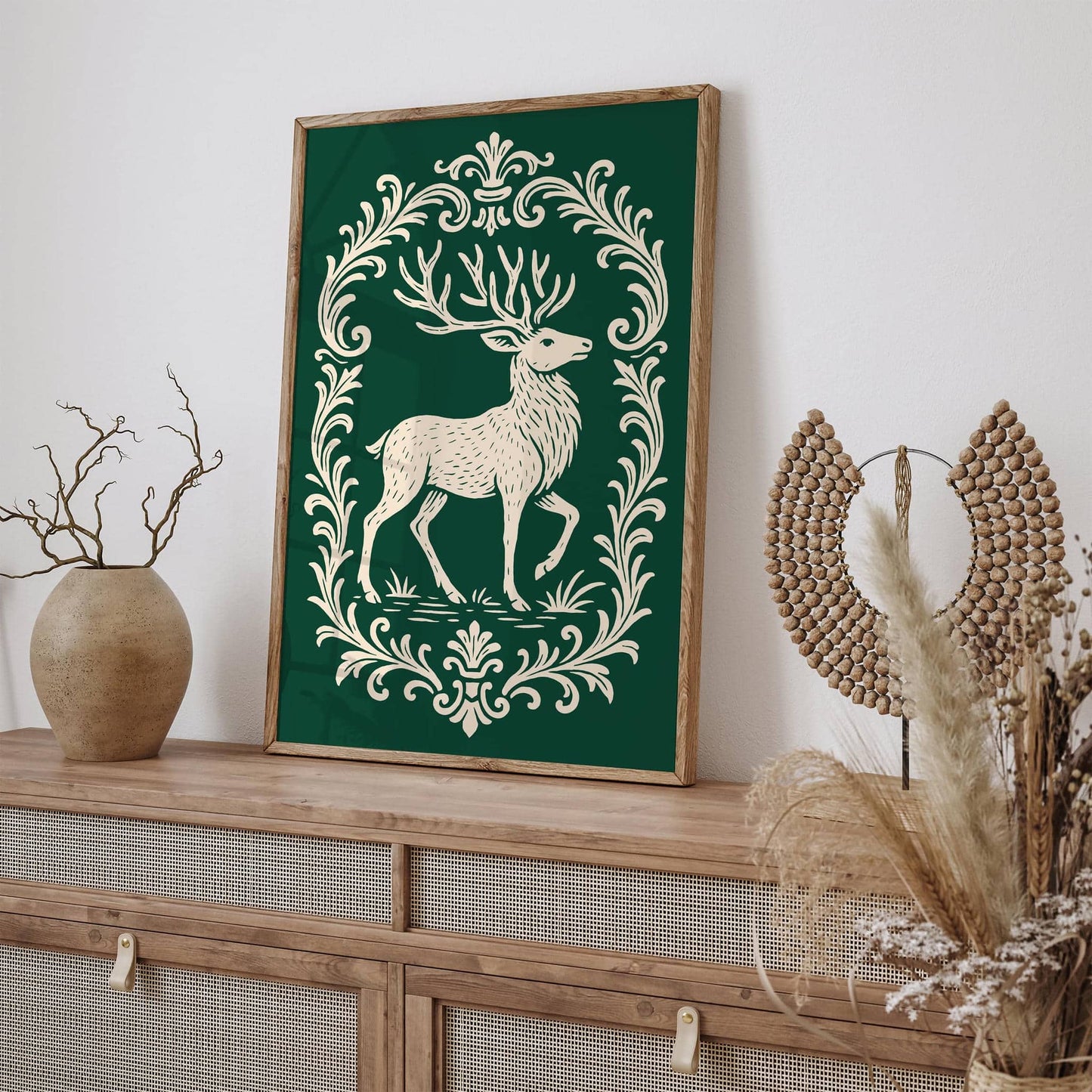 Majestic Deer Green Poster