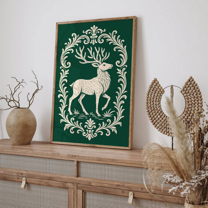 Majestic Deer Green Poster