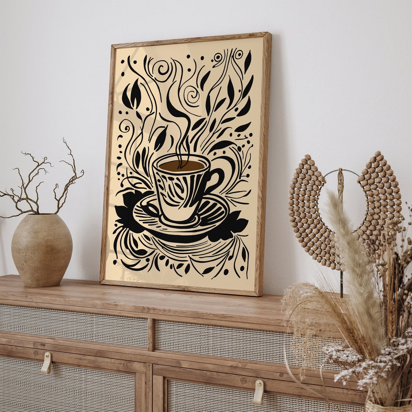Black Ink Coffee Art - Espresso Kitchen Decor