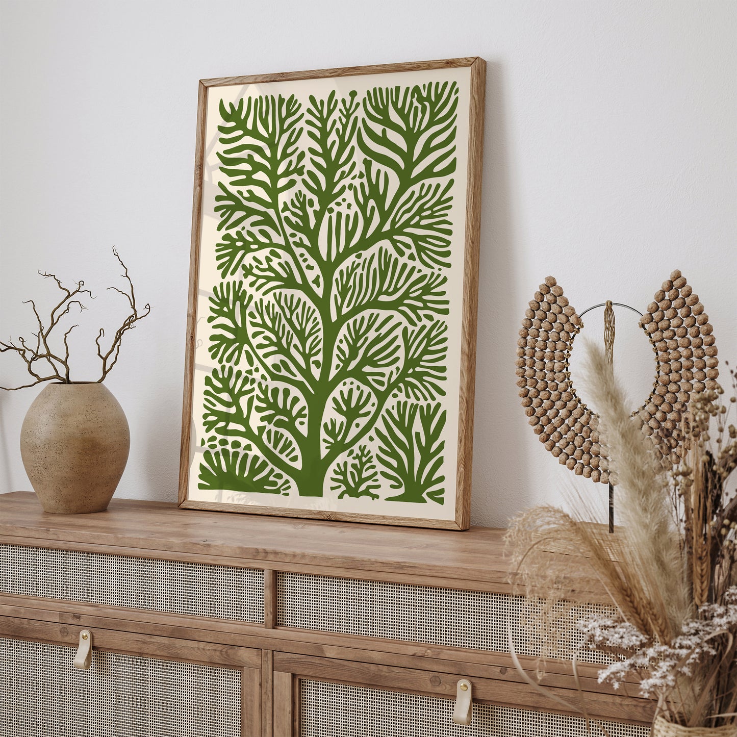 Green Botanical Coral Reef Art Print