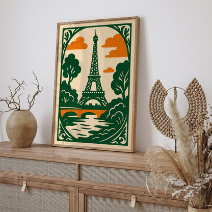 Green Eiffel Tower Paris Poster
