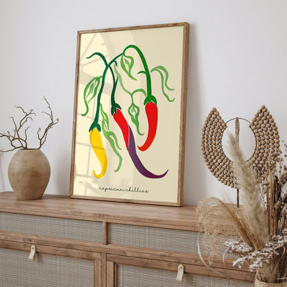 Capsicum Peppers Cute Artwork Poster