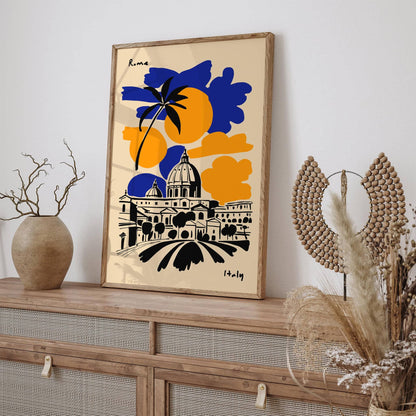 Rome Italy Travel Retro Poster