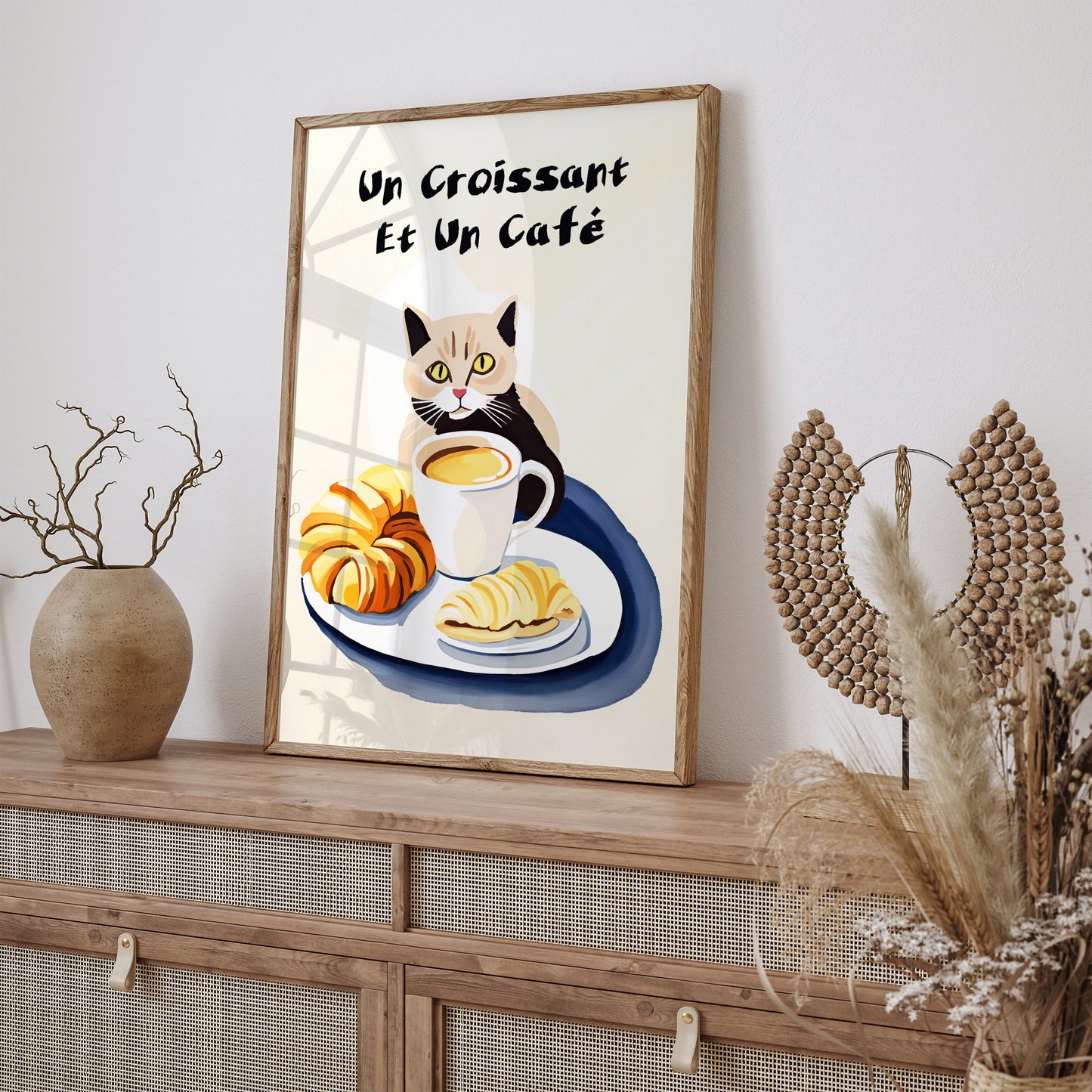 Cute French Cat & Coffee Poster